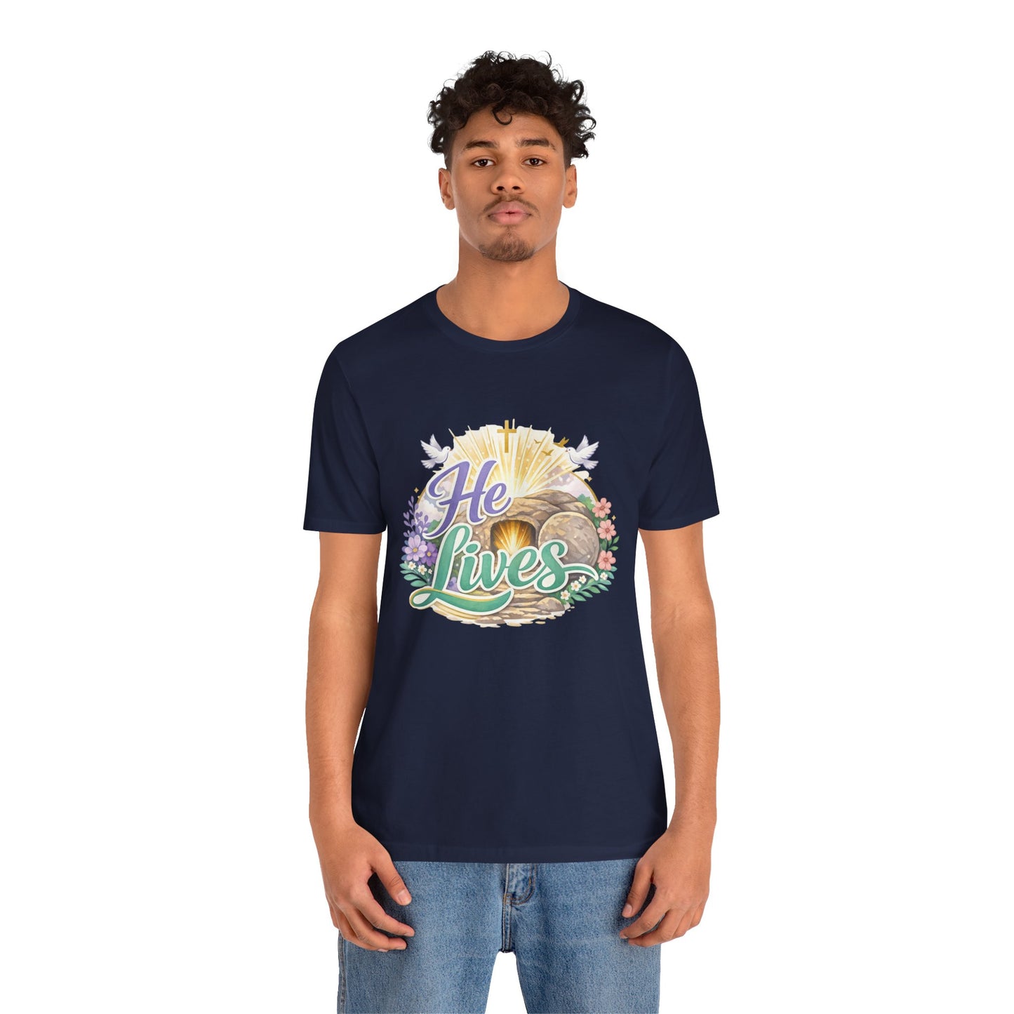 He Lives Jesus Tomb Tee — Christian Easter T‑Shirt