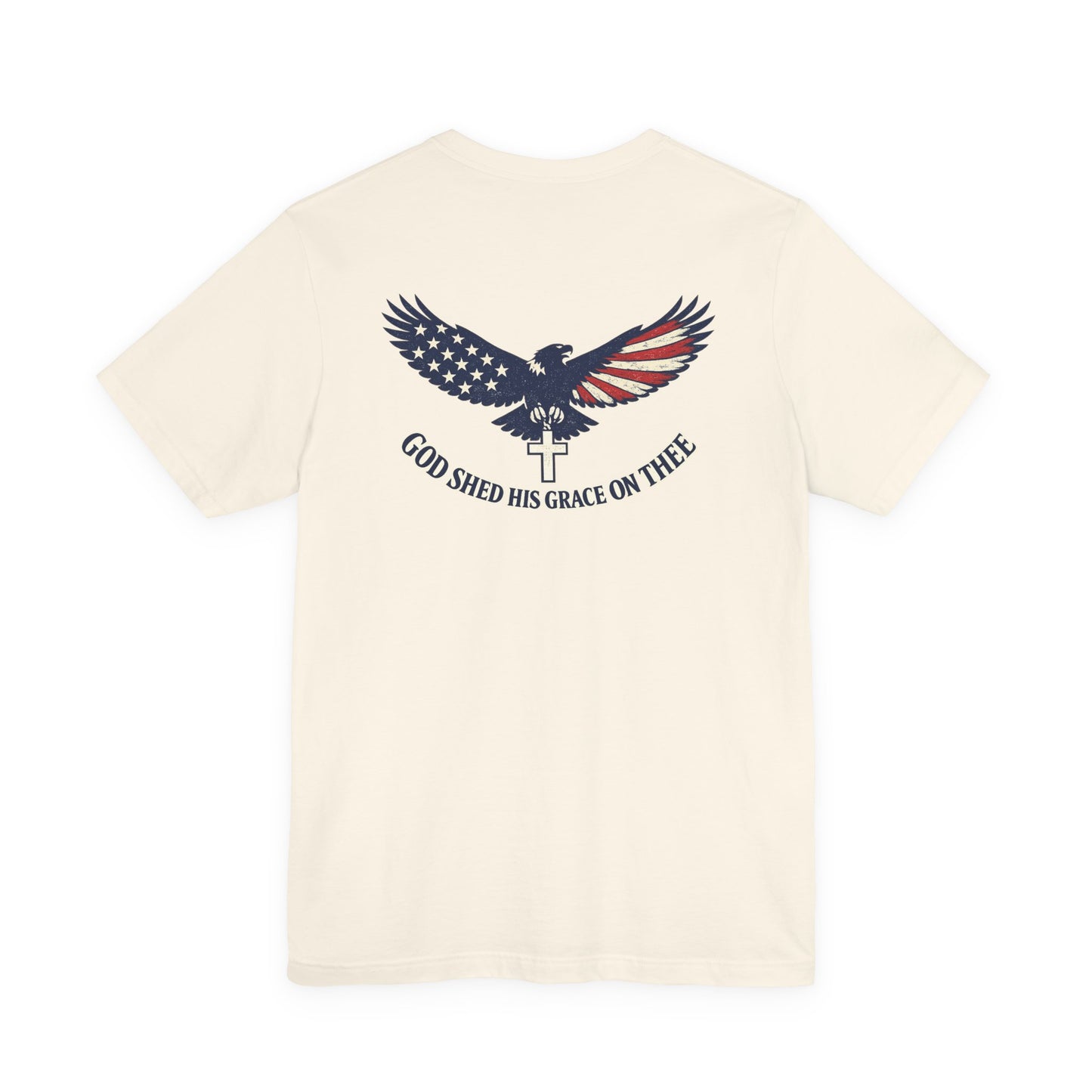 Patriotic Eagle T‑Shirt — "God Shed His Grace on Thee" Back Graphic Tee
