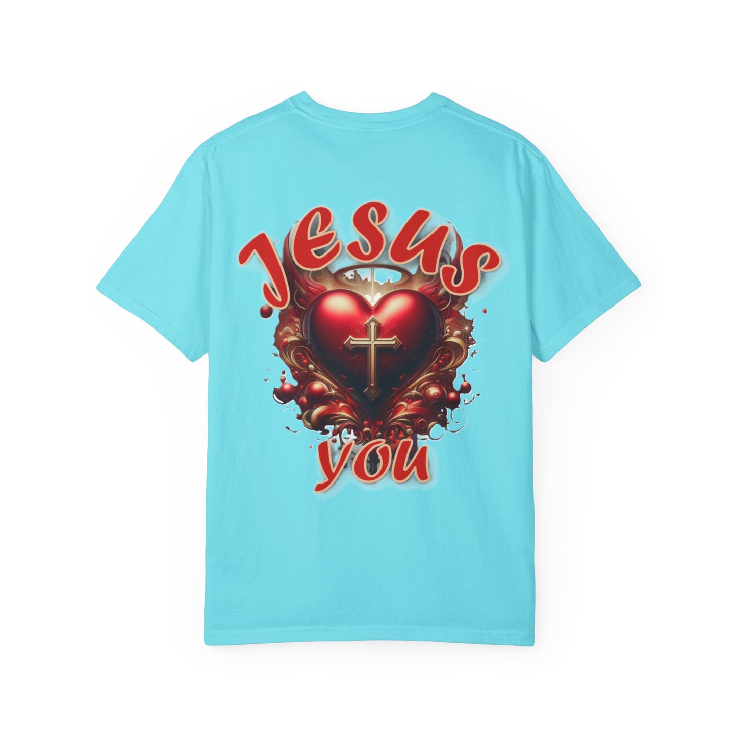 Christian Cross Heart Unisex T-shirt - Jesus Loves You Design