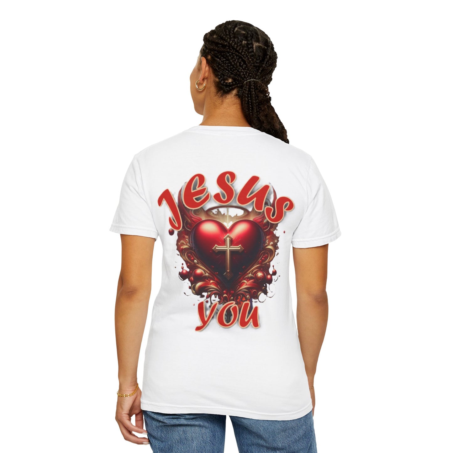 Christian Cross Heart Unisex T-shirt - Jesus Loves You Design