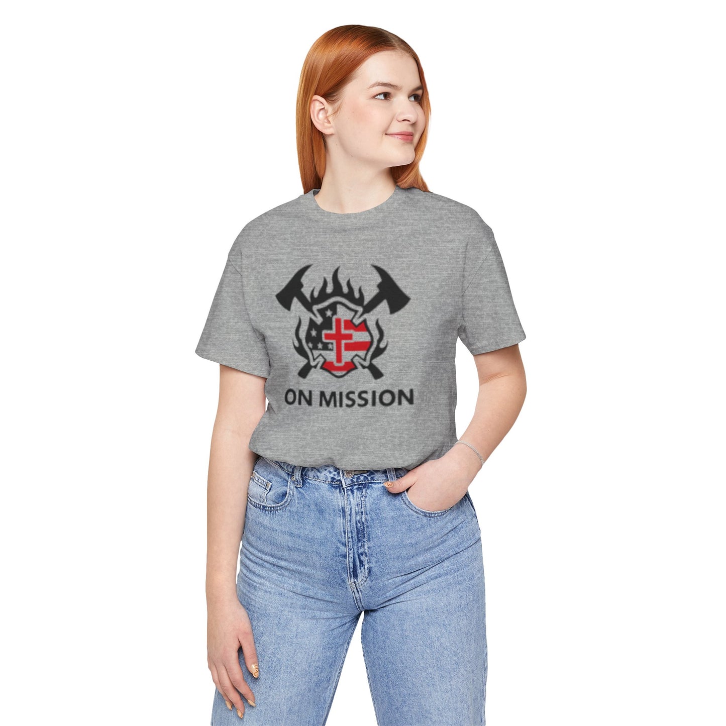On Mission Christian Cross & American Flag T‑Shirt