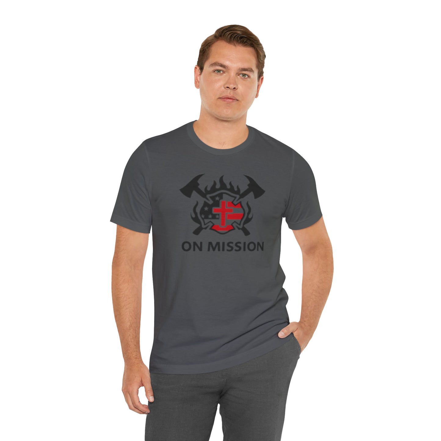 On Mission Christian Cross & American Flag T‑Shirt