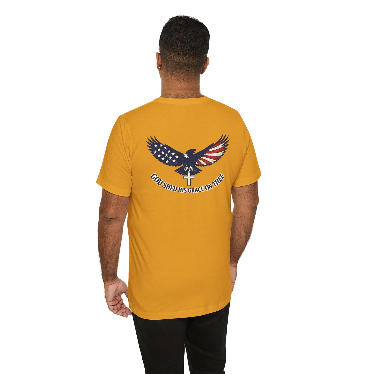 Patriotic Eagle T‑Shirt — "God Shed His Grace on Thee" Back Graphic Tee