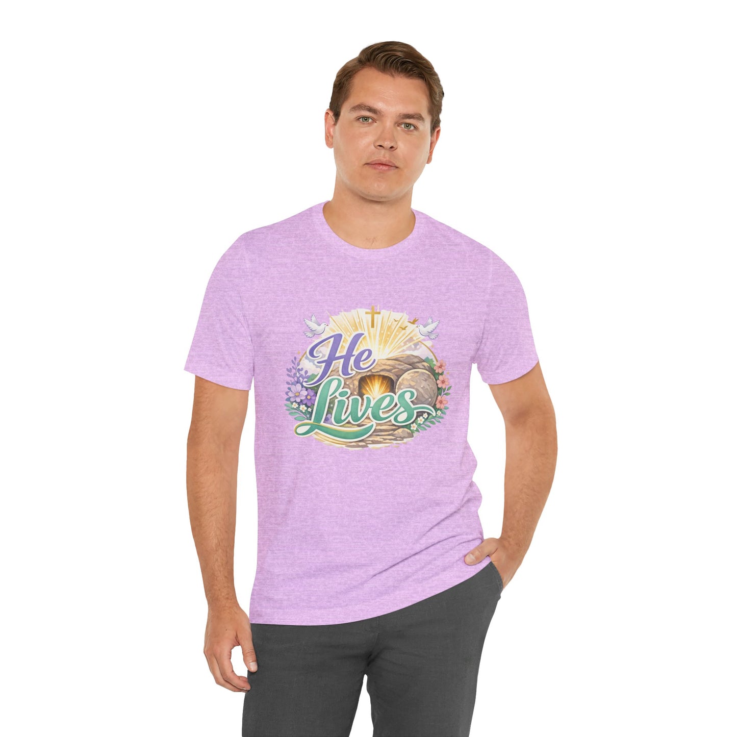 He Lives Jesus Tomb Tee — Christian Easter T‑Shirt
