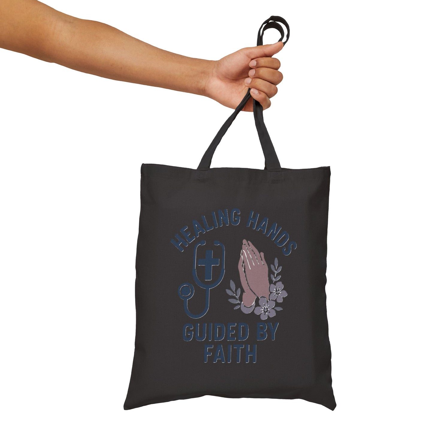 Healing Hands Guided by Faith Cotton Canvas Tote Bag