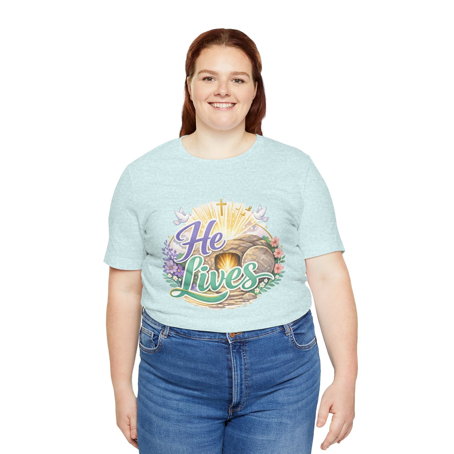 He Lives Jesus Tomb Tee — Christian Easter T‑Shirt