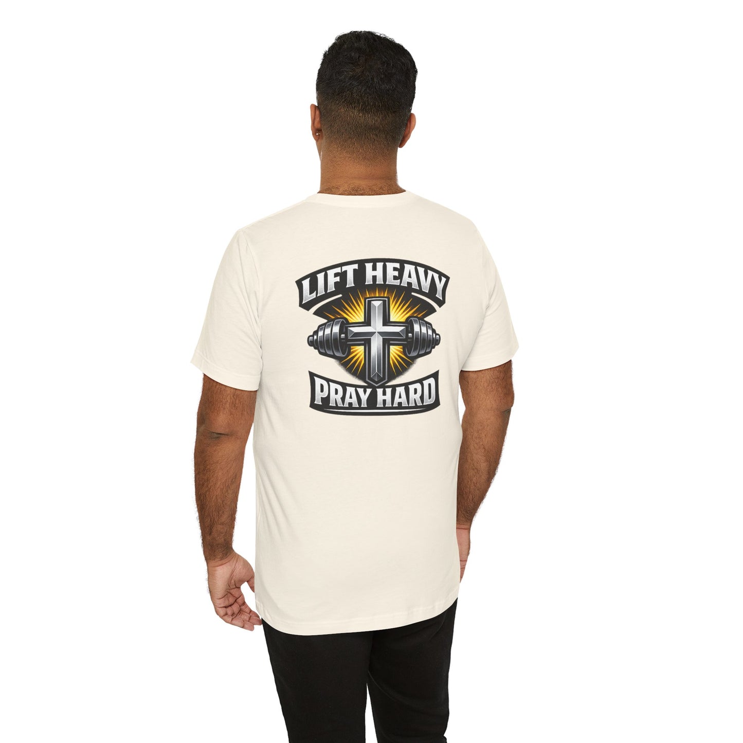 Lift Heavy Pray Hard T‑Shirt — Christian Fitness Gym Tee