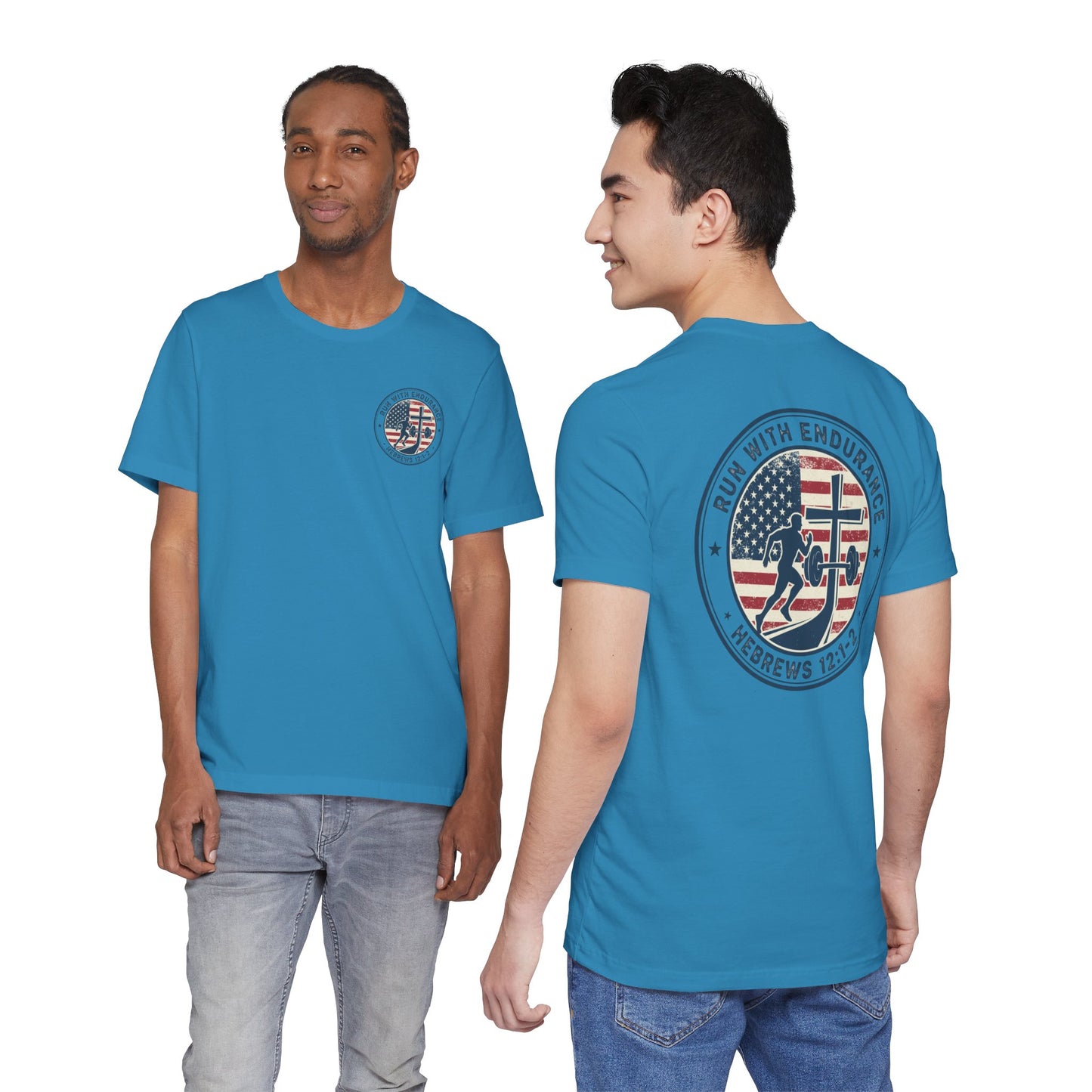 Hebrews 12:1-2 'Run With Endurance' T-Shirt — Inspirational Christian Tee