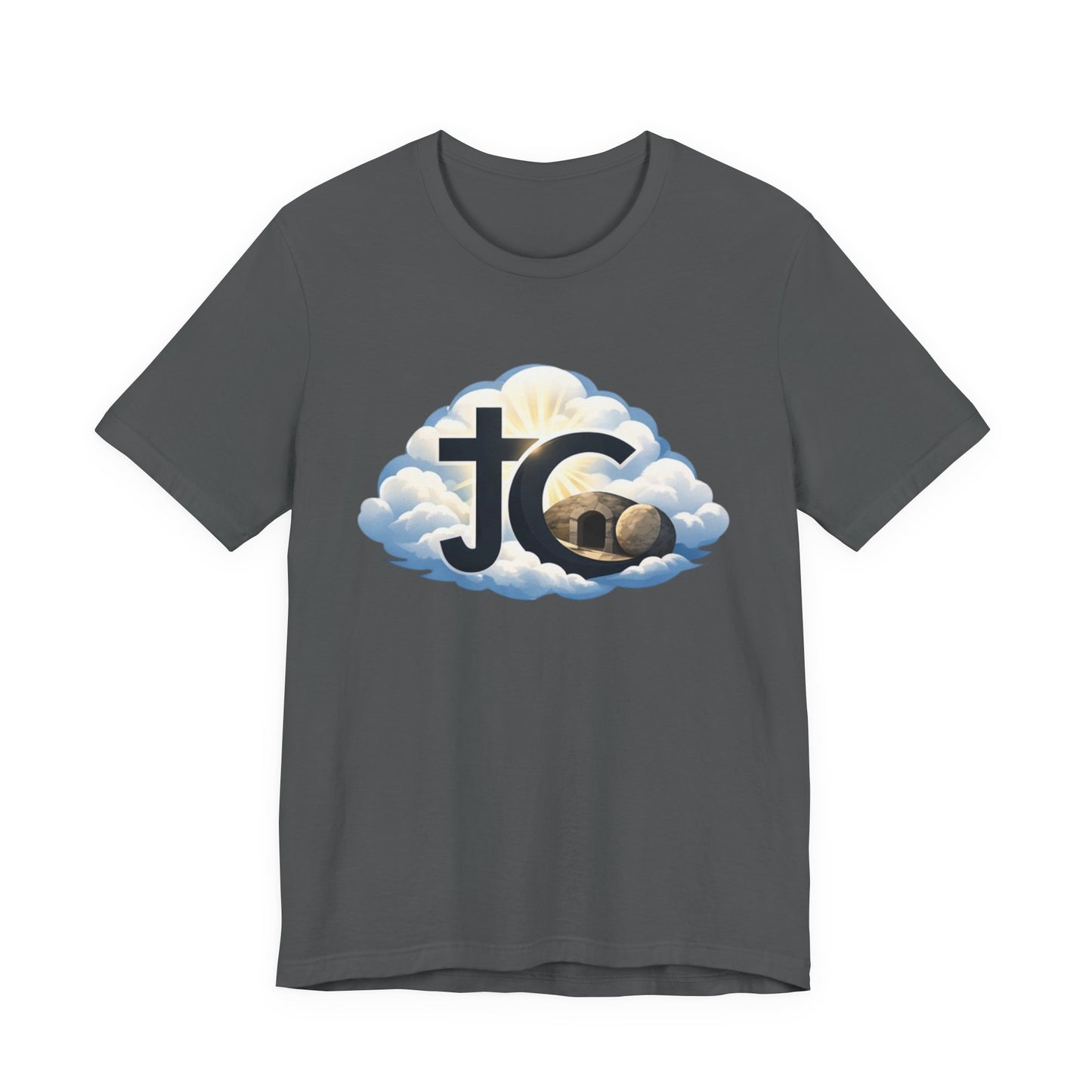 Jesus Christ (JC) Cross Tee — Crucified, Risen & Coming Again