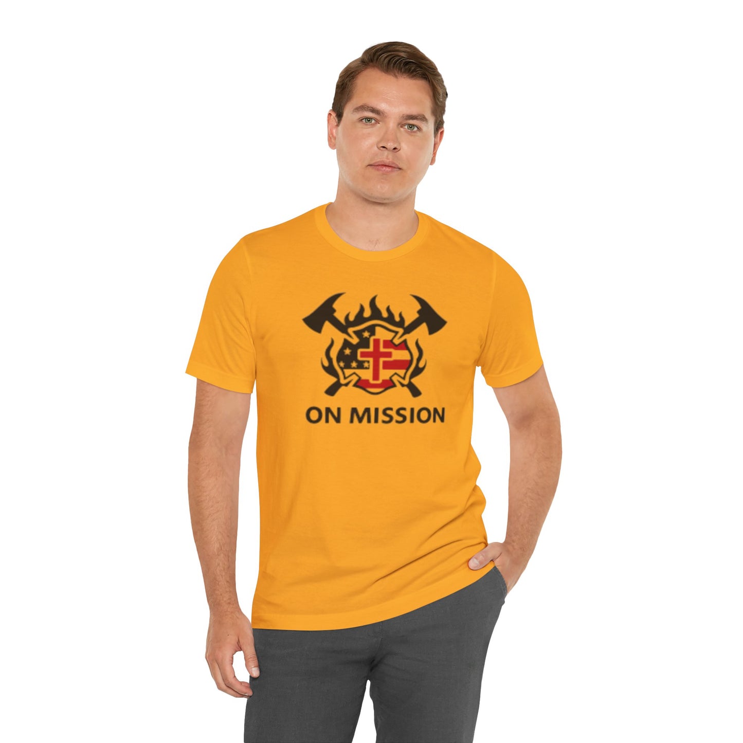On Mission Christian Cross & American Flag T‑Shirt
