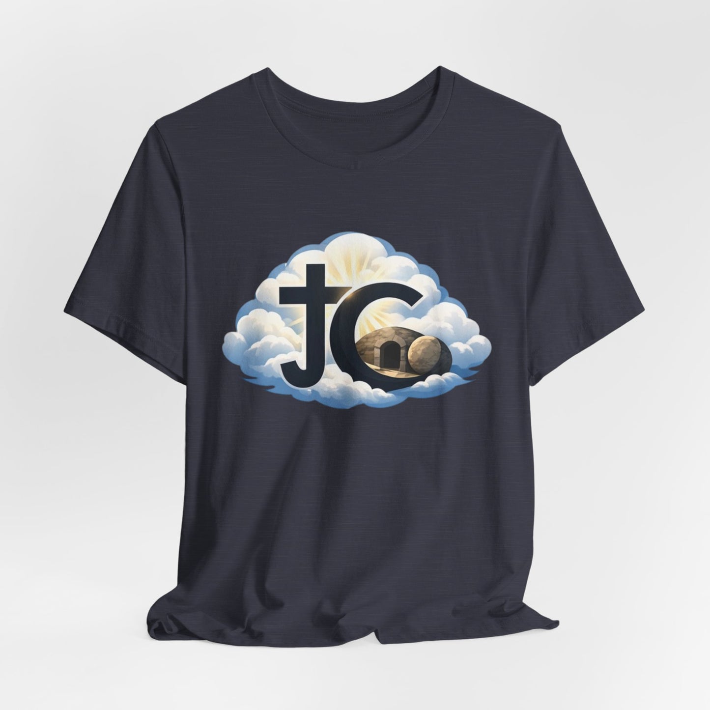 Jesus Christ (JC) Cross Tee — Crucified, Risen & Coming Again