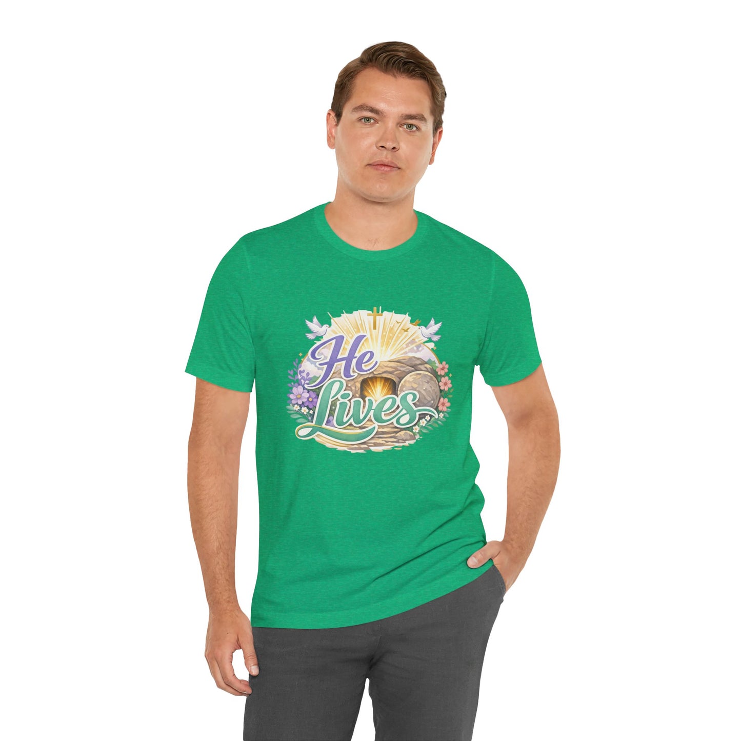 He Lives Jesus Tomb Tee — Christian Easter T‑Shirt