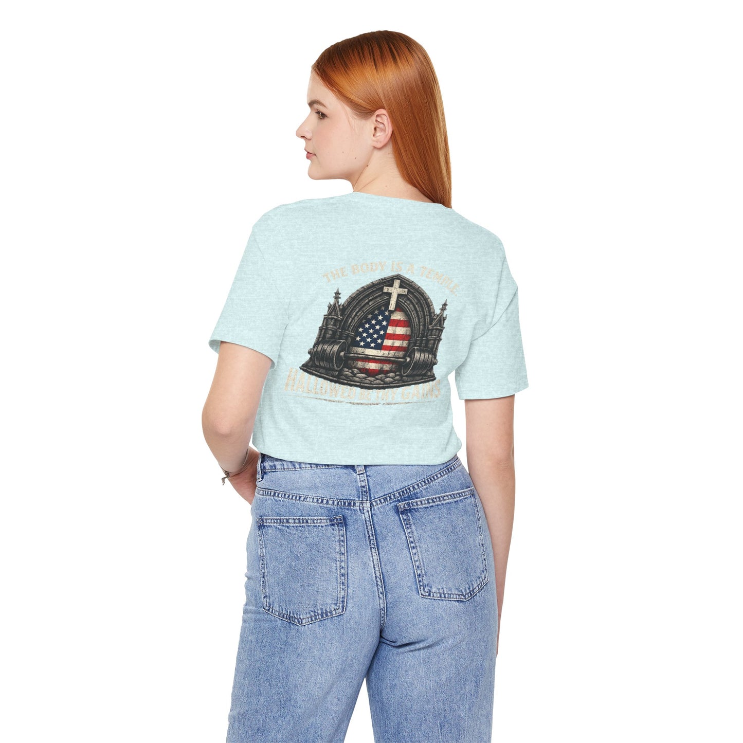 Patriotic Gym Tee — “The Body Is a Temple” American Flag Fitness T-Shirt