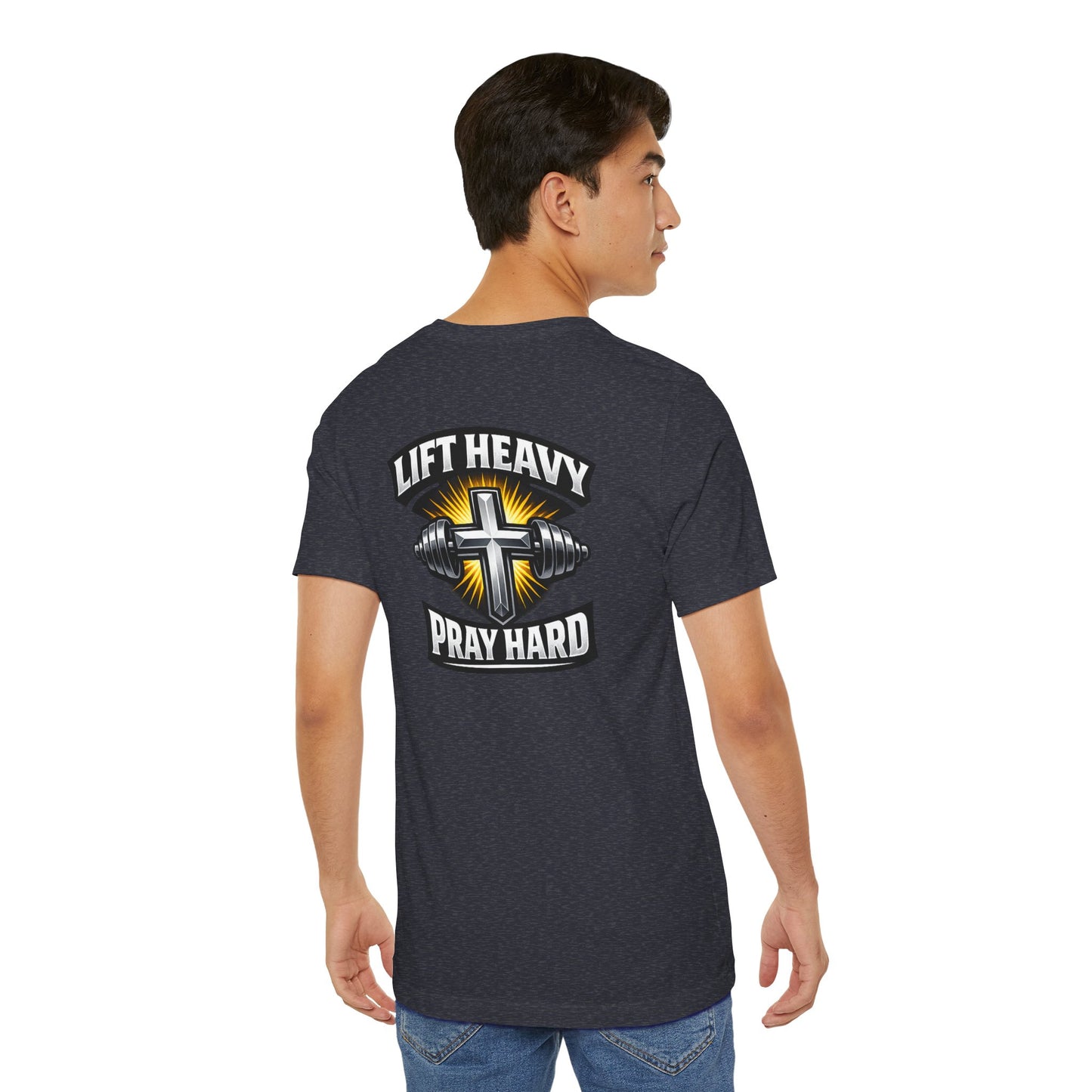 Lift Heavy Pray Hard T‑Shirt — Christian Fitness Gym Tee