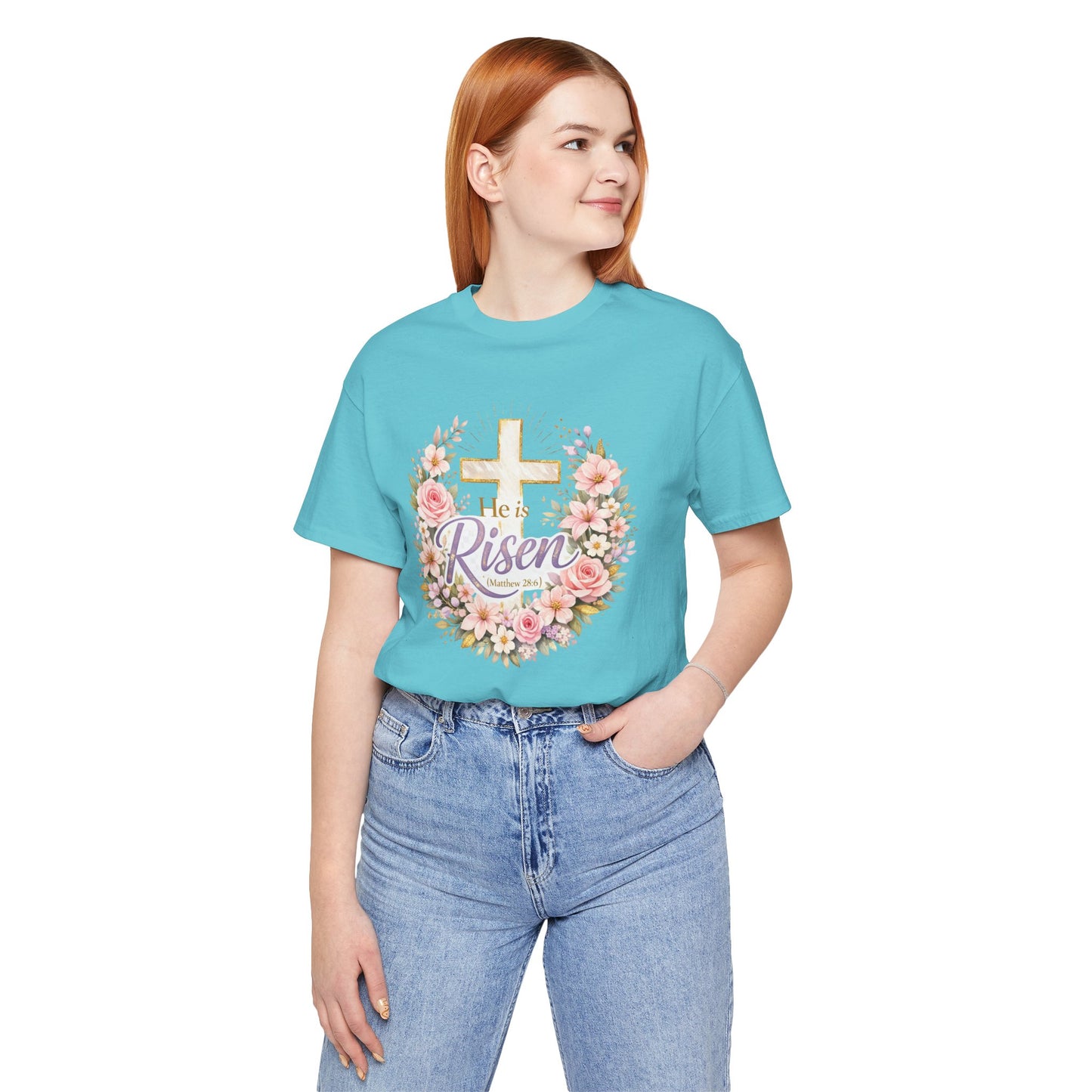 He Is Risen Floral Cross T-Shirt
