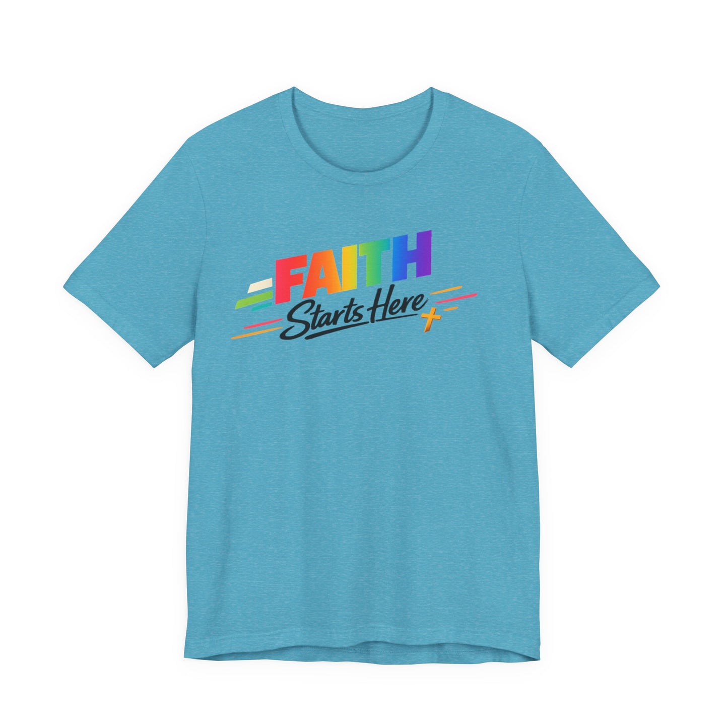 Faith Starts Here Rainbow Tee