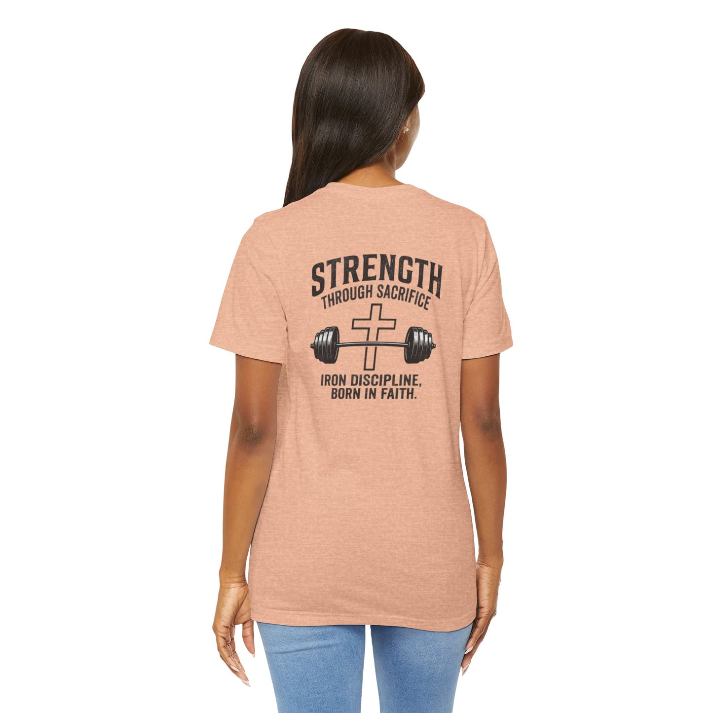 Strength Through Sacrifice Tee — Faith & Fitness Workout T‑Shirt