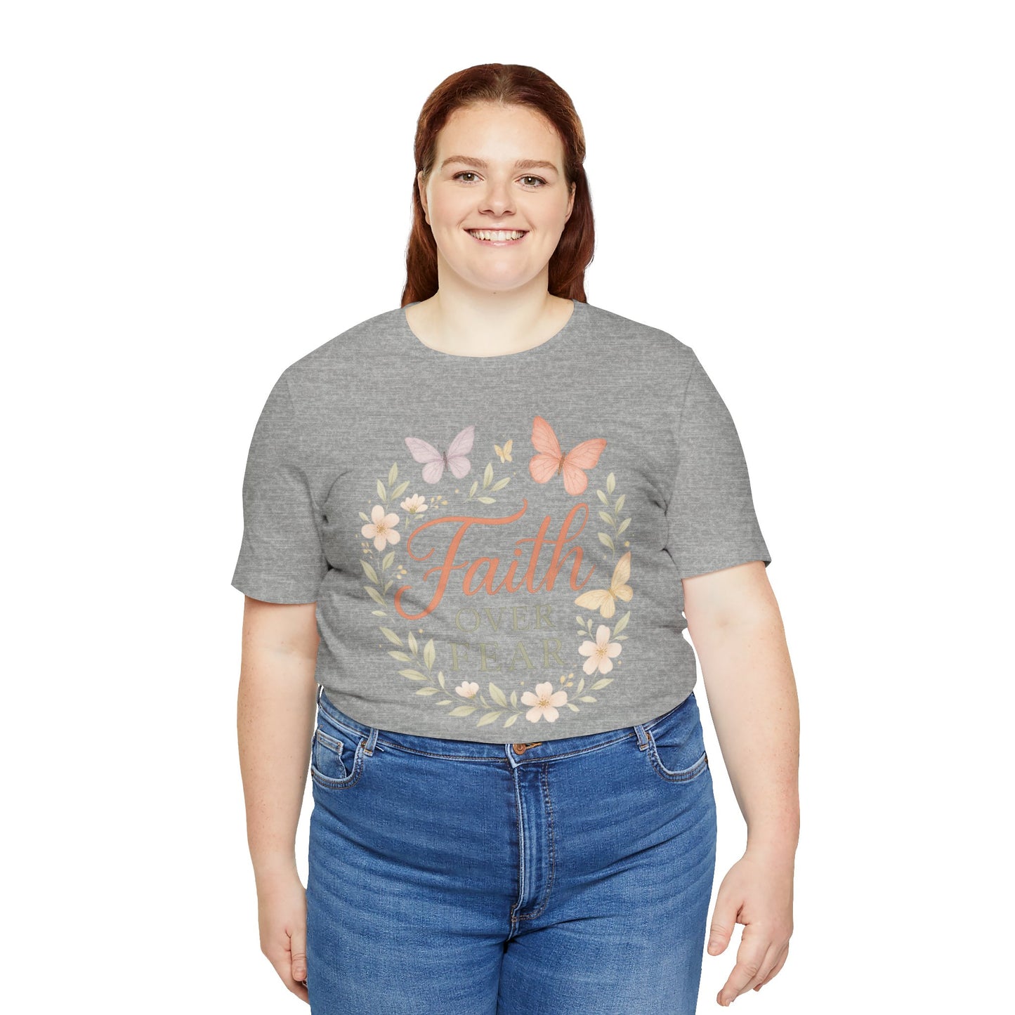 Faith Over Fear T-Shirt — Floral Butterfly Inspirational Tee