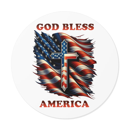 Round Vinyl Stickers "GOD BLESS AMERICA"