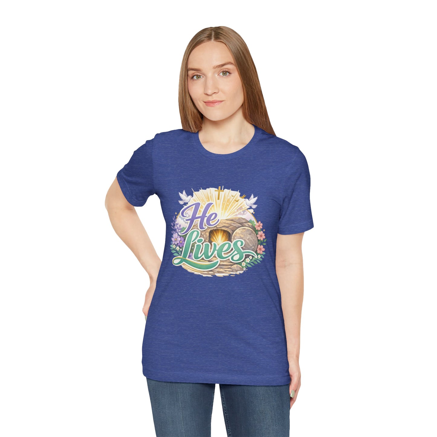 He Lives Jesus Tomb Tee — Christian Easter T‑Shirt