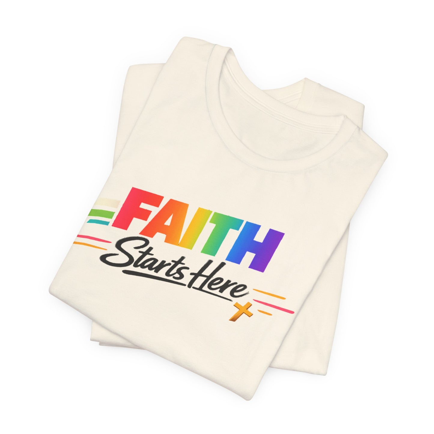 Faith Starts Here Rainbow Tee