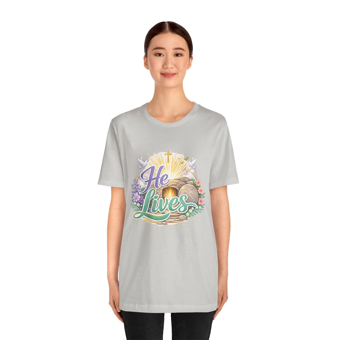 He Lives Jesus Tomb Tee — Christian Easter T‑Shirt