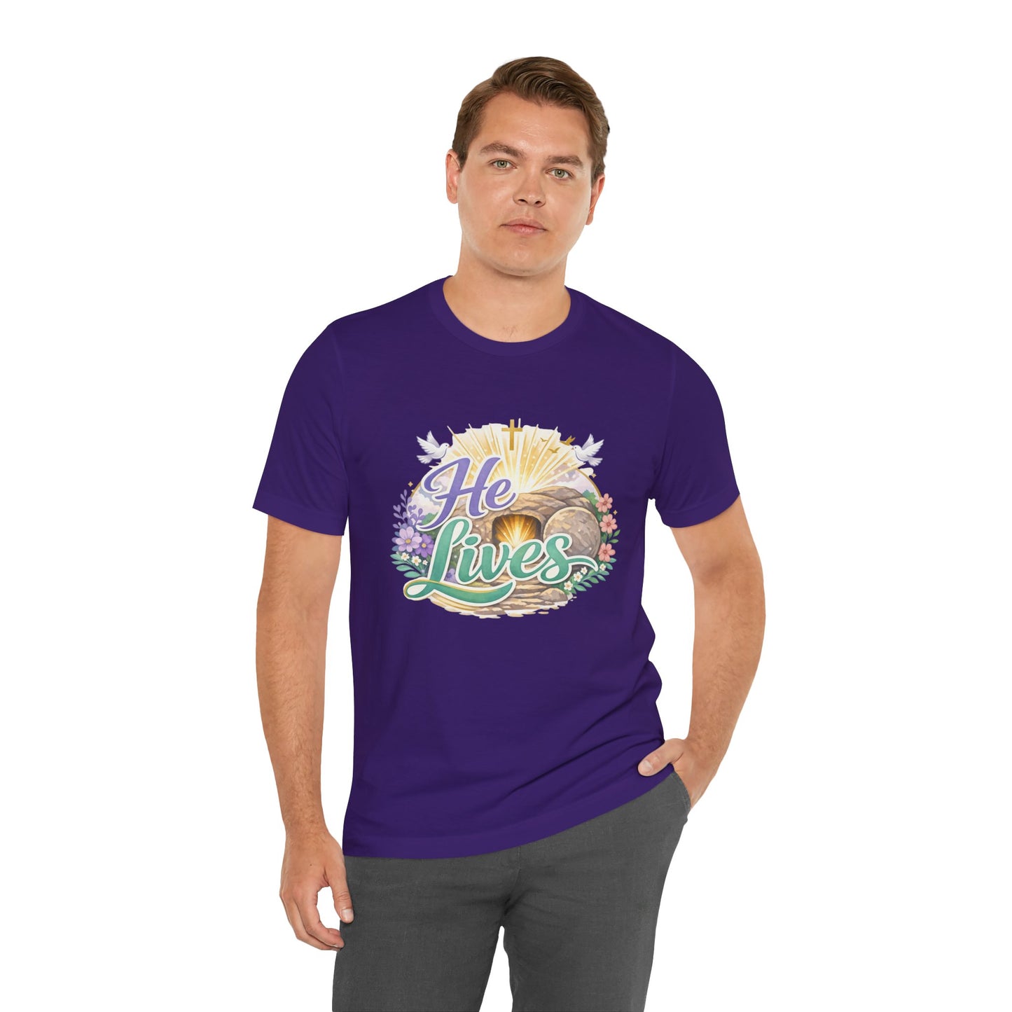 He Lives Jesus Tomb Tee — Christian Easter T‑Shirt