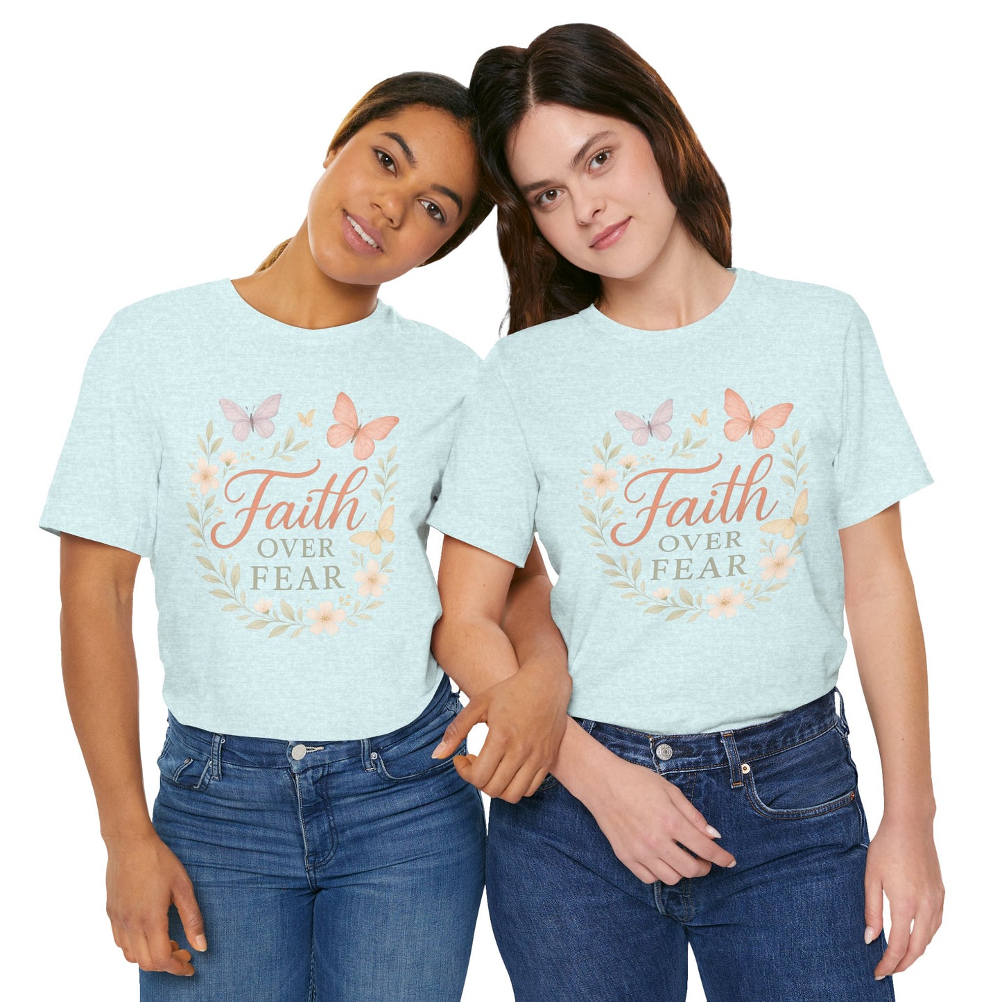 Faith Over Fear T-Shirt — Floral Butterfly Inspirational Tee
