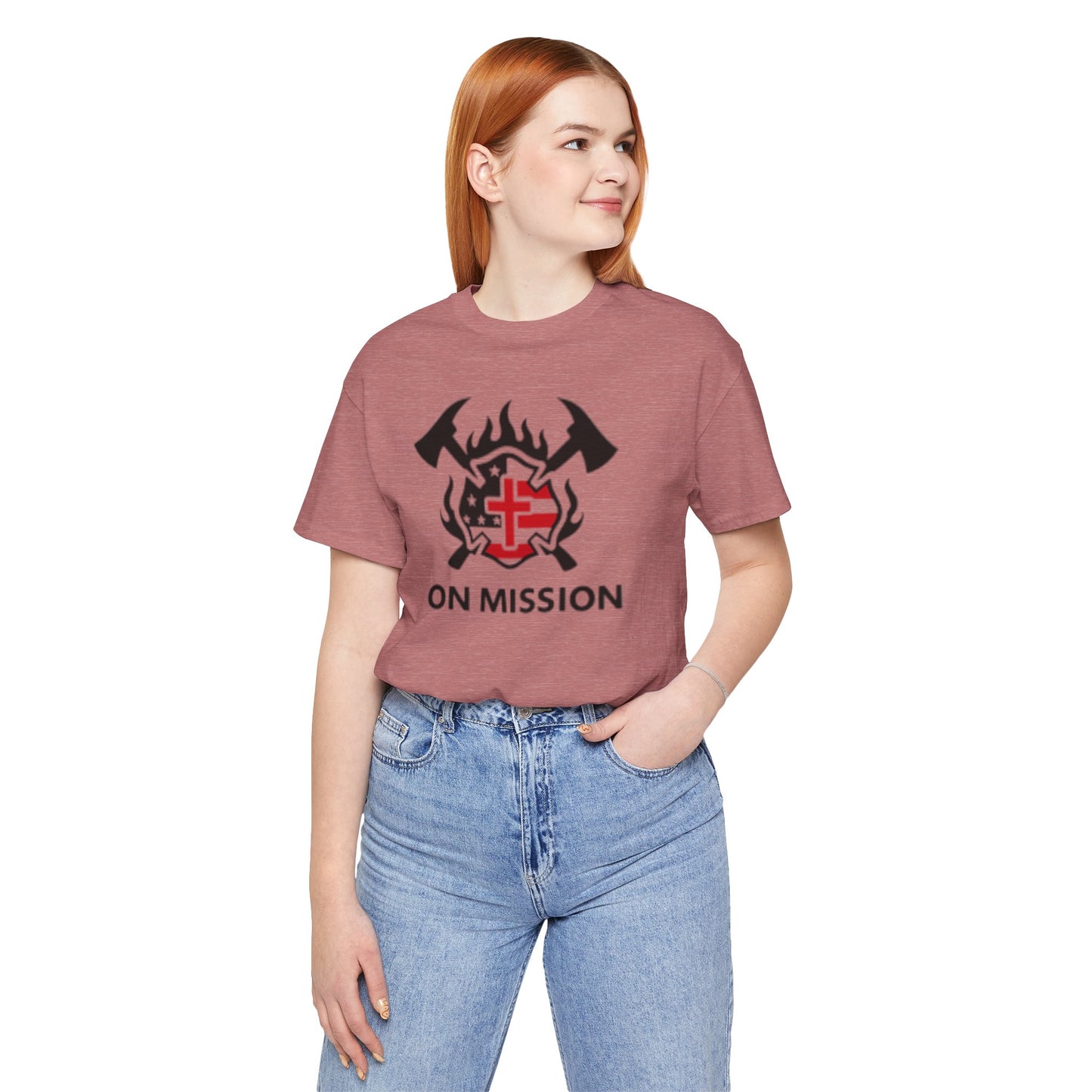 On Mission Christian Cross & American Flag T‑Shirt