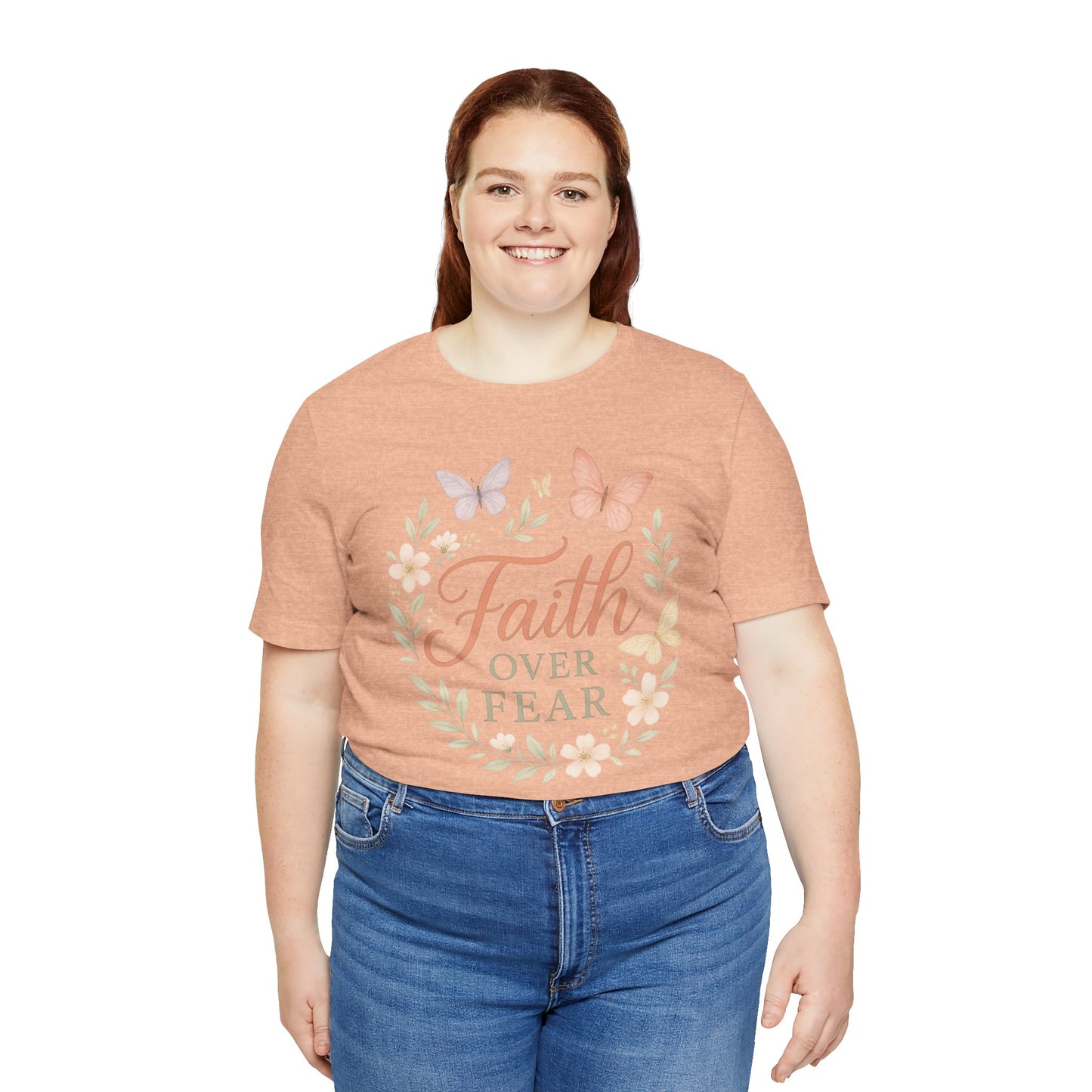 Faith Over Fear T-Shirt — Floral Butterfly Inspirational Tee