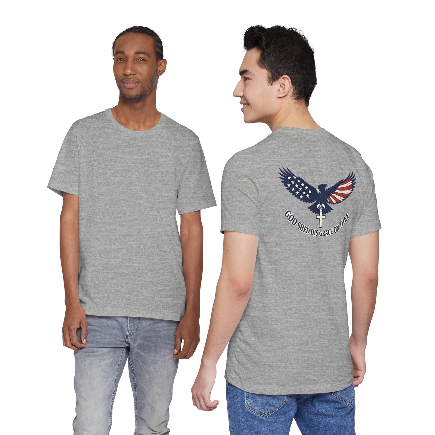 Patriotic Eagle T‑Shirt — "God Shed His Grace on Thee" Back Graphic Tee