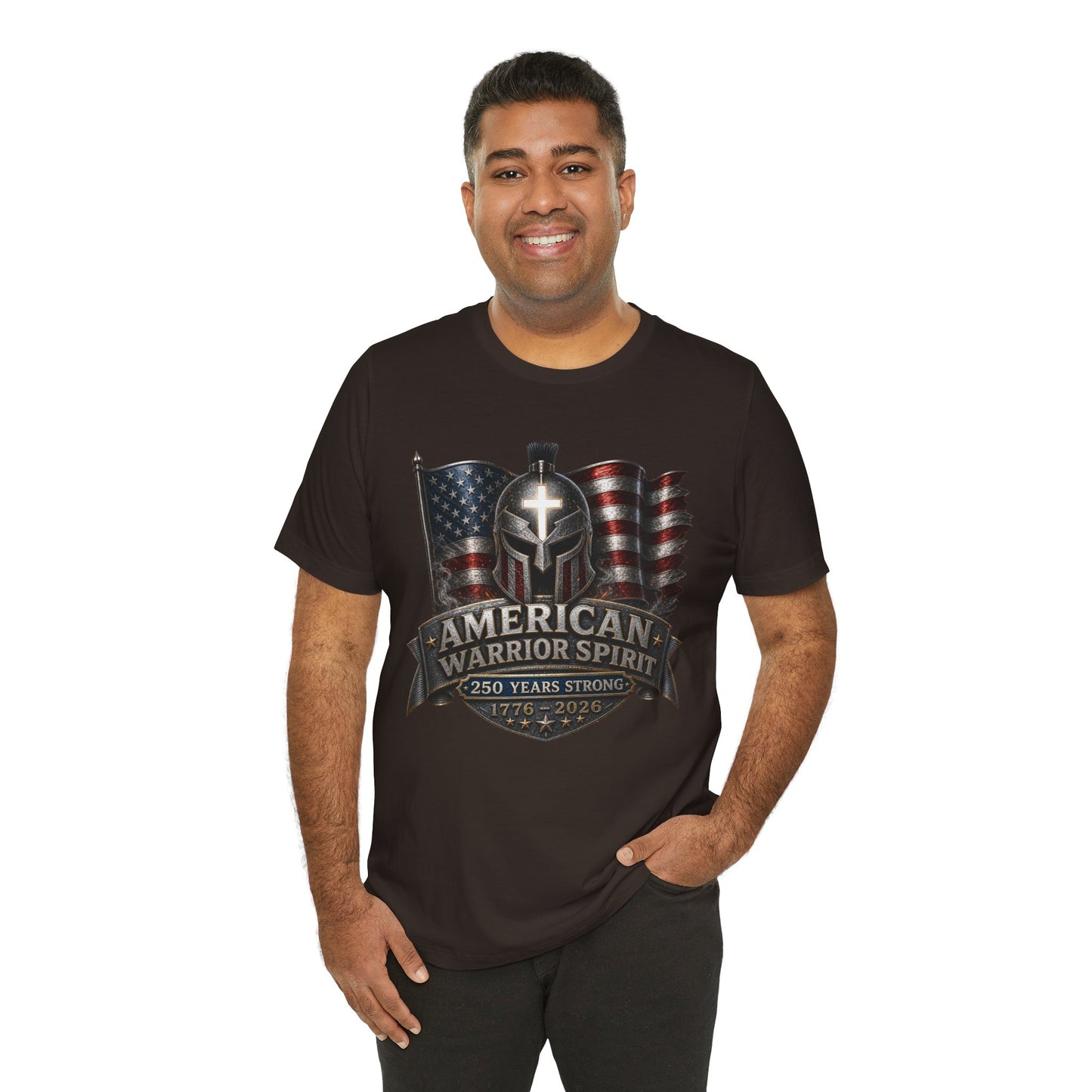 American Warrior Spirit T-Shirt – Patriotic 250 Years Strong Tee (1776–2026)