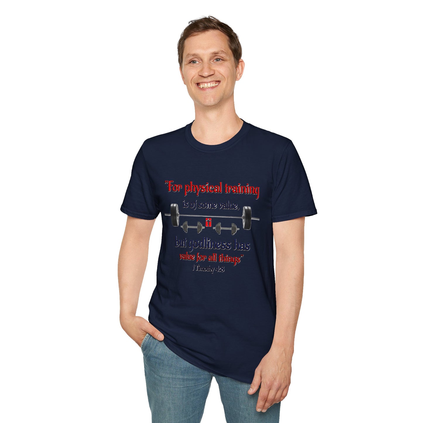 Christian Verse Softstyle T-Shirt - 1 Timothy 4:8