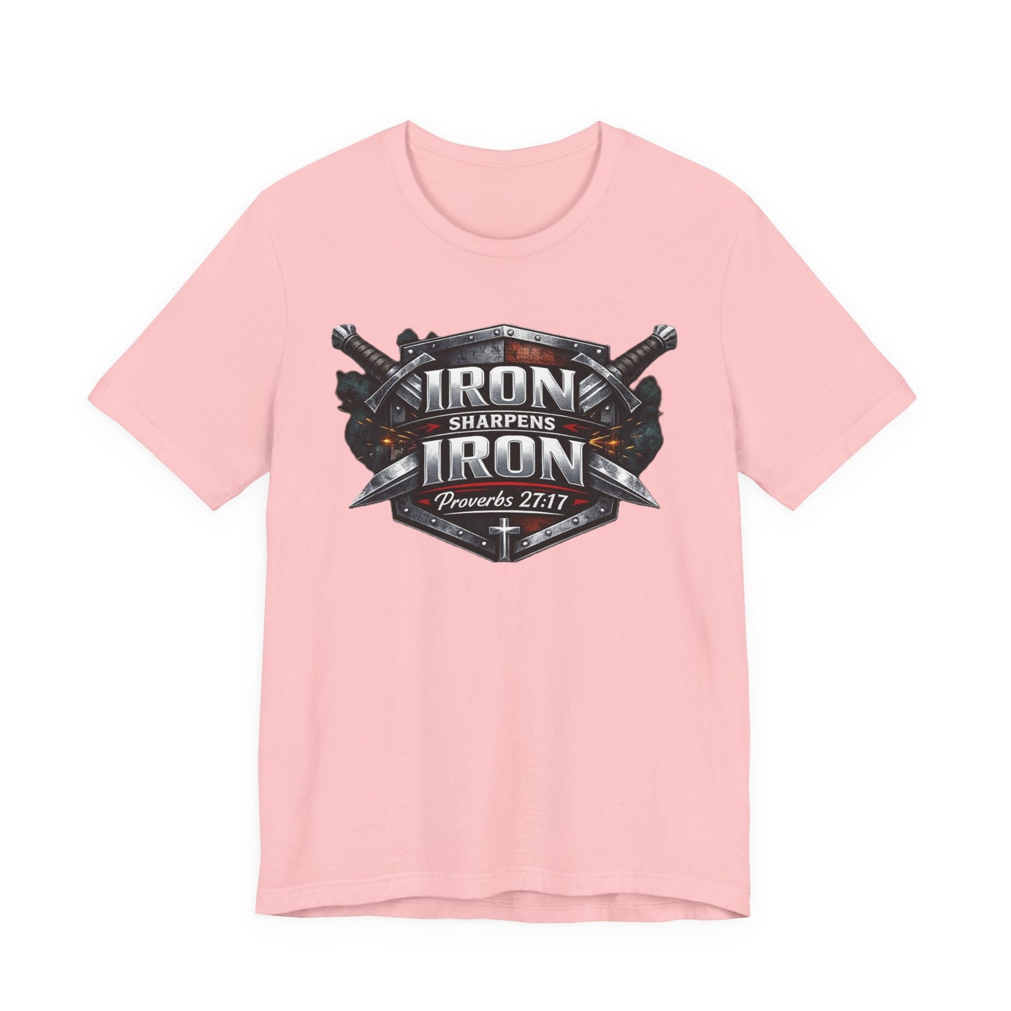 Iron Sharpens Iron T-Shirt — Faith-Based Proverbs 27:17 Graphic Tee
