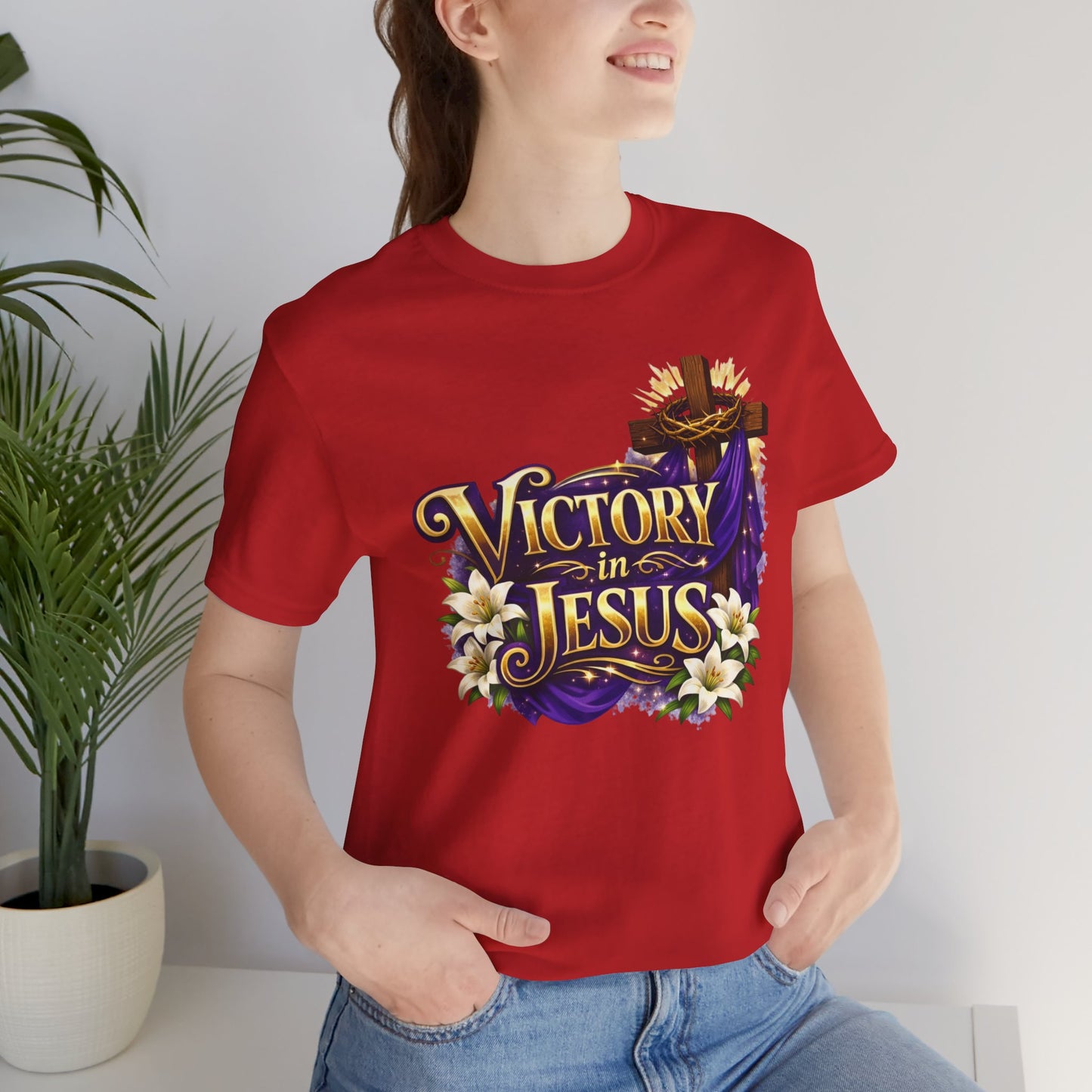 Victory In Jesus Christian T-Shirt — Cross Faith Tee