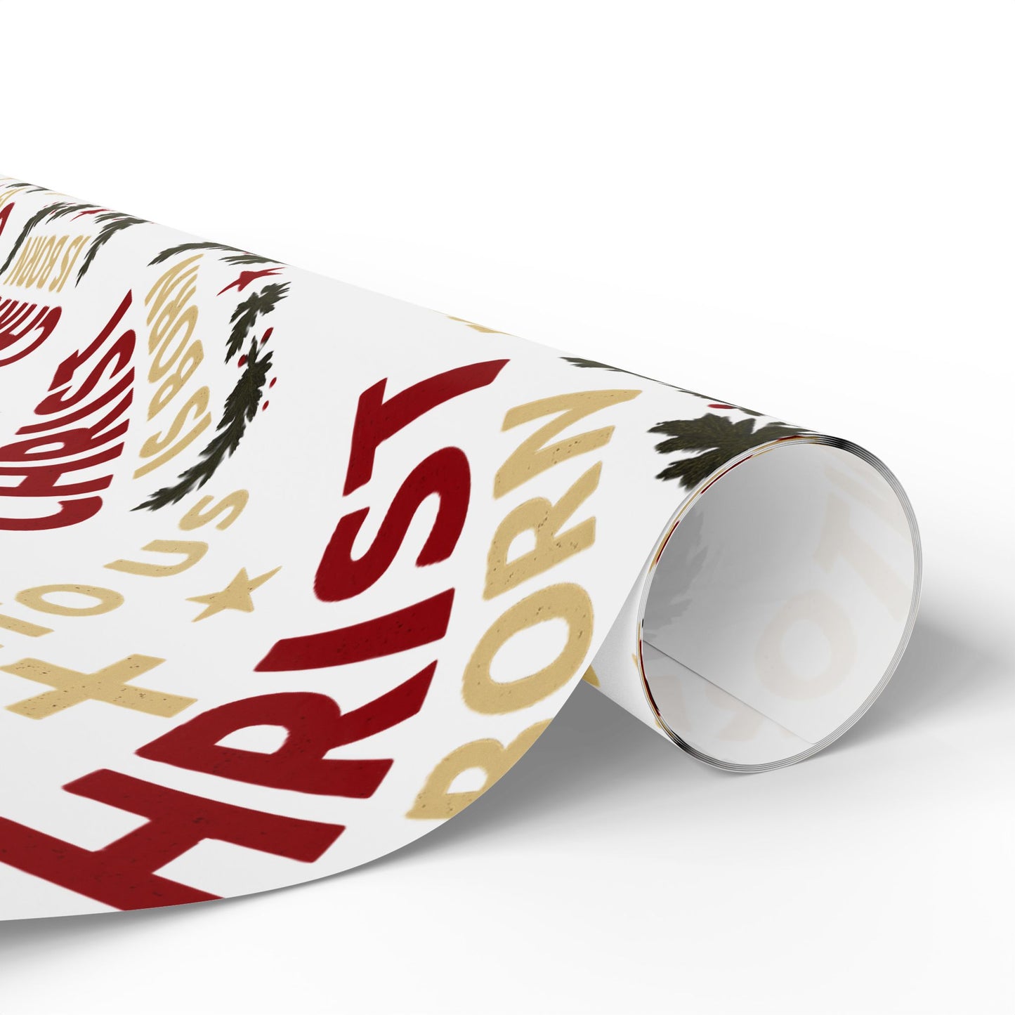 Christmas Wrapping Paper — "FOR UNTO US CHRIST IS BORN" Religious Gift Wrap