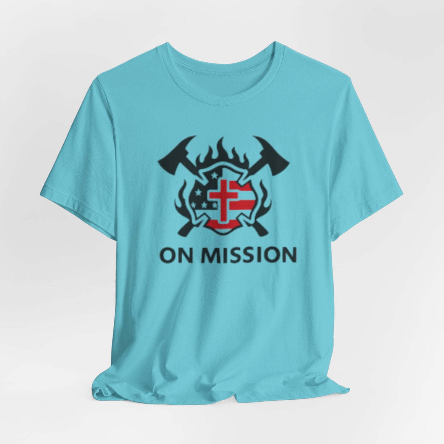 On Mission Christian Cross & American Flag T‑Shirt