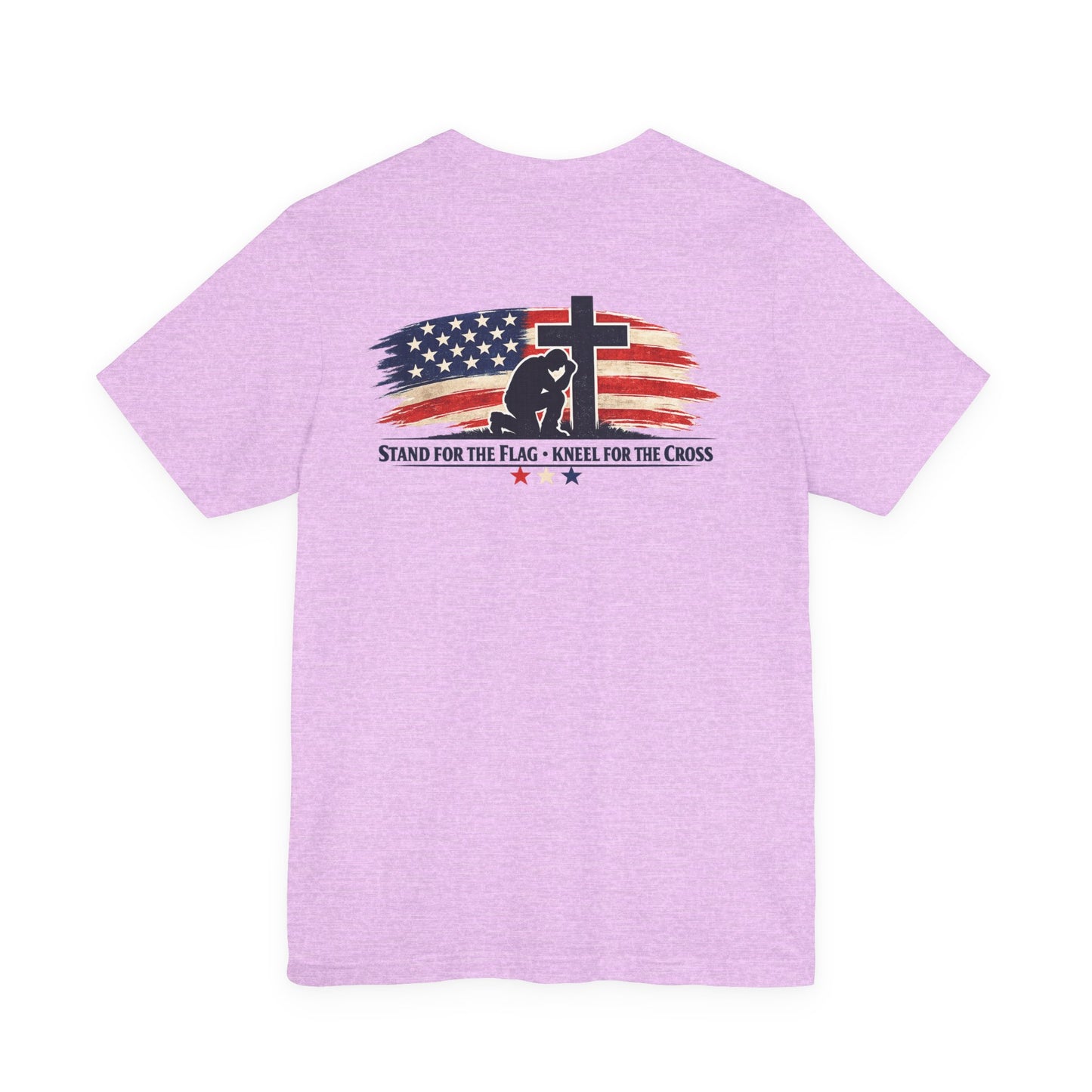 Patriotic Cross Tee – "Stand for the Flag, Kneel for the Cross" Short Sleeve T-Shirt