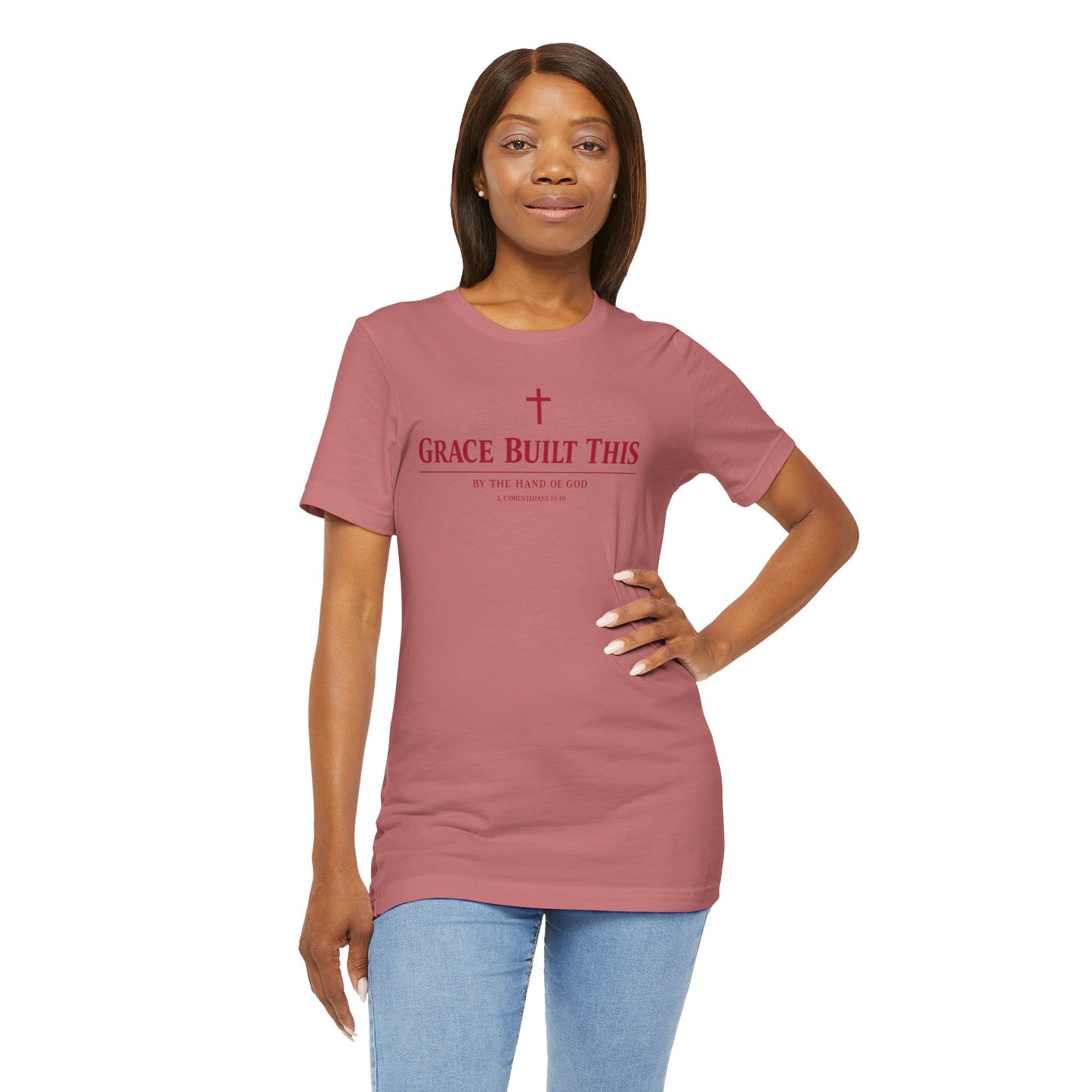 Grace Built This T-Shirt — Christian Faith Tee with Cross