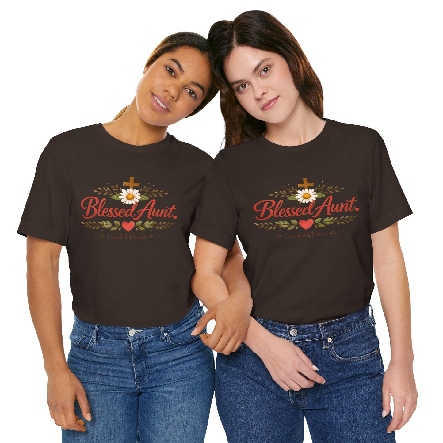Blessed Aunt T-Shirt - "Blessed Aunt Loved & Chosen" Christian Floral Tee
