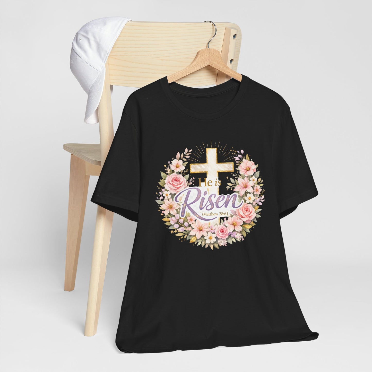 He Is Risen Floral Cross T-Shirt