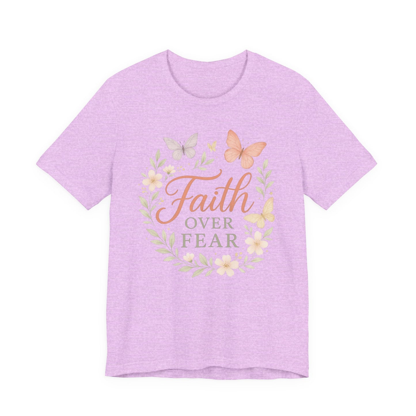 Faith Over Fear T-Shirt — Floral Butterfly Inspirational Tee