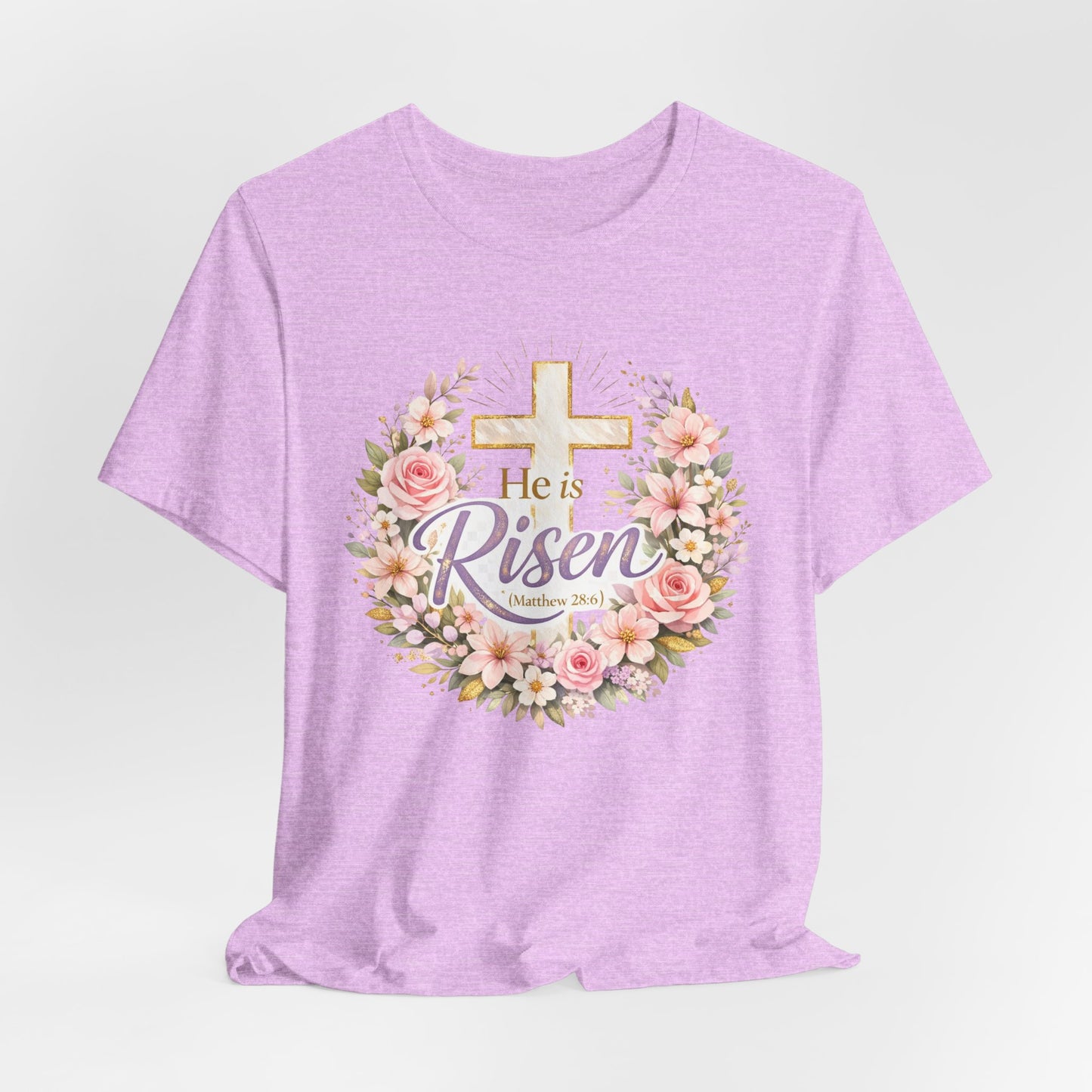 He Is Risen Floral Cross T-Shirt
