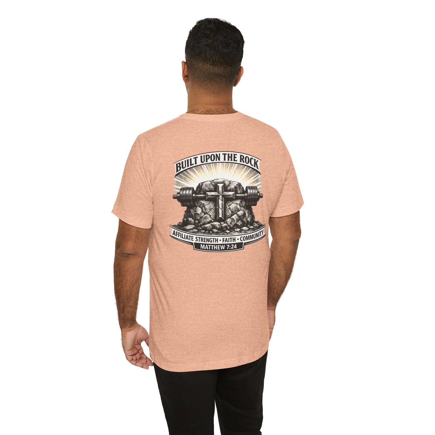 Built Upon the Rock T‑Shirt — Christian Faith Matthew 7:24 Graphic Tee