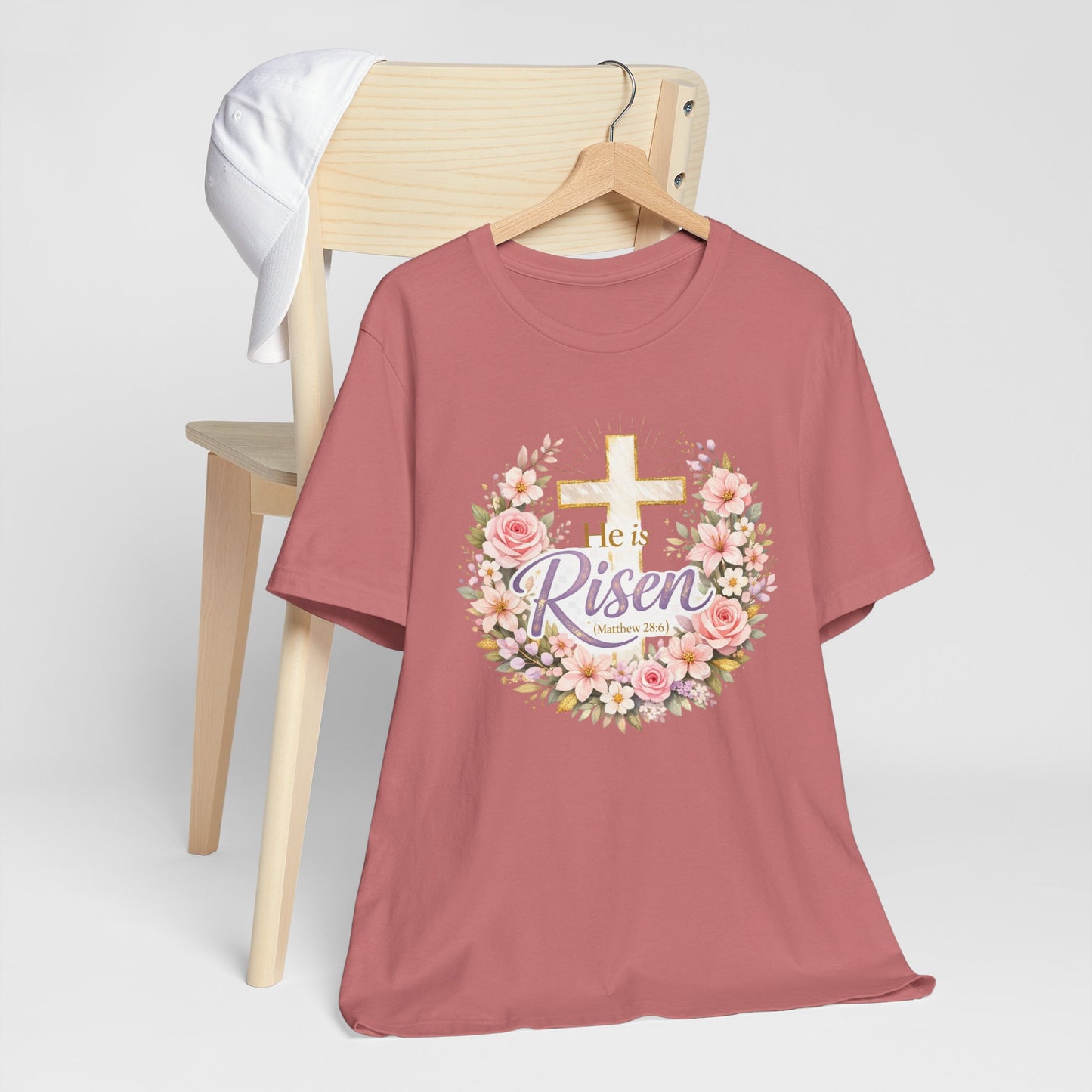He Is Risen Floral Cross T-Shirt