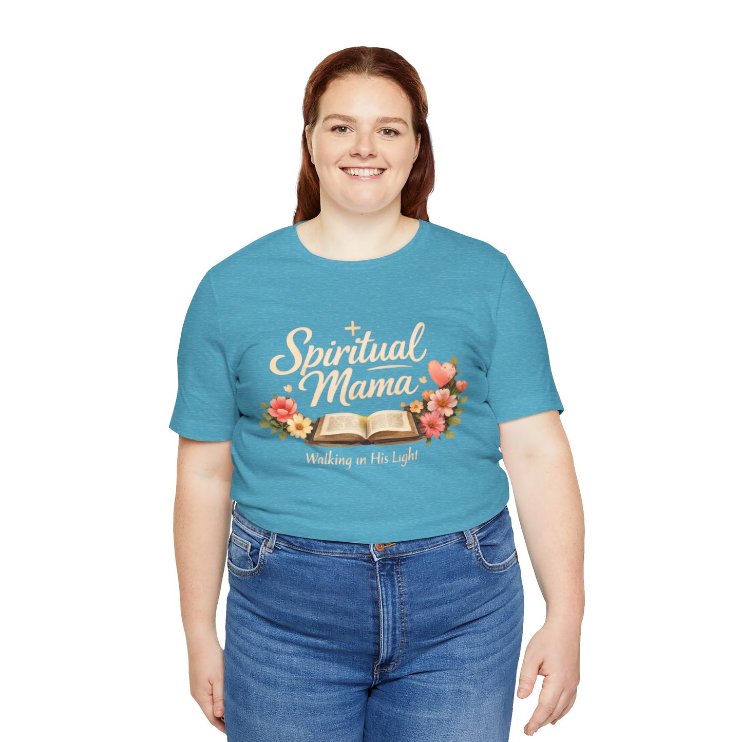 Spiritual Mama T-Shirt — "Walking in His Light" Floral Bible Tee