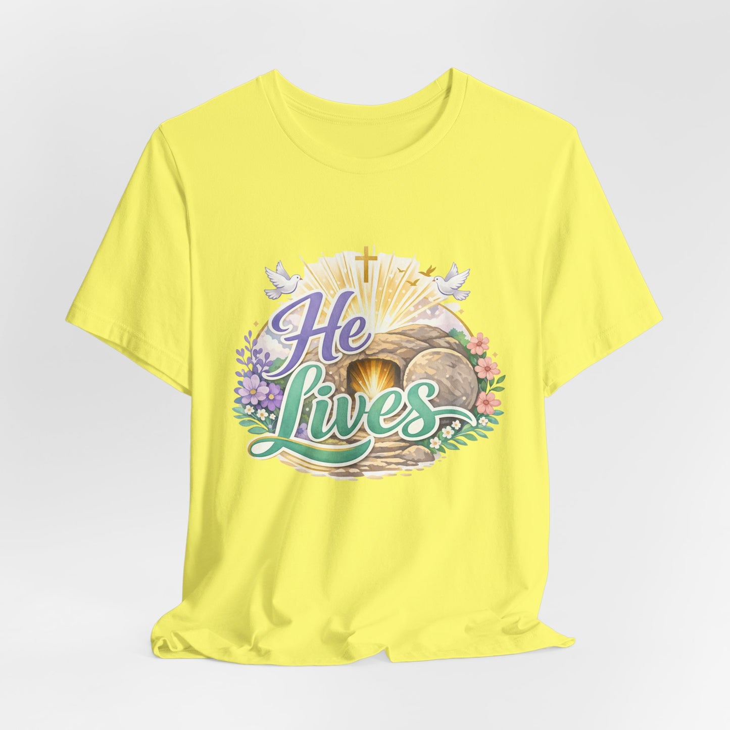 He Lives Jesus Tomb Tee — Christian Easter T‑Shirt