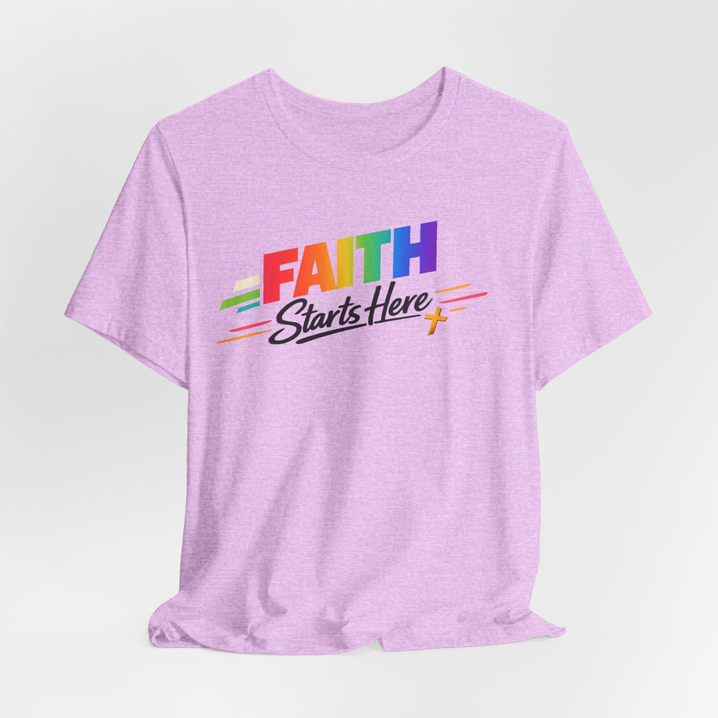 Faith Starts Here Rainbow Tee
