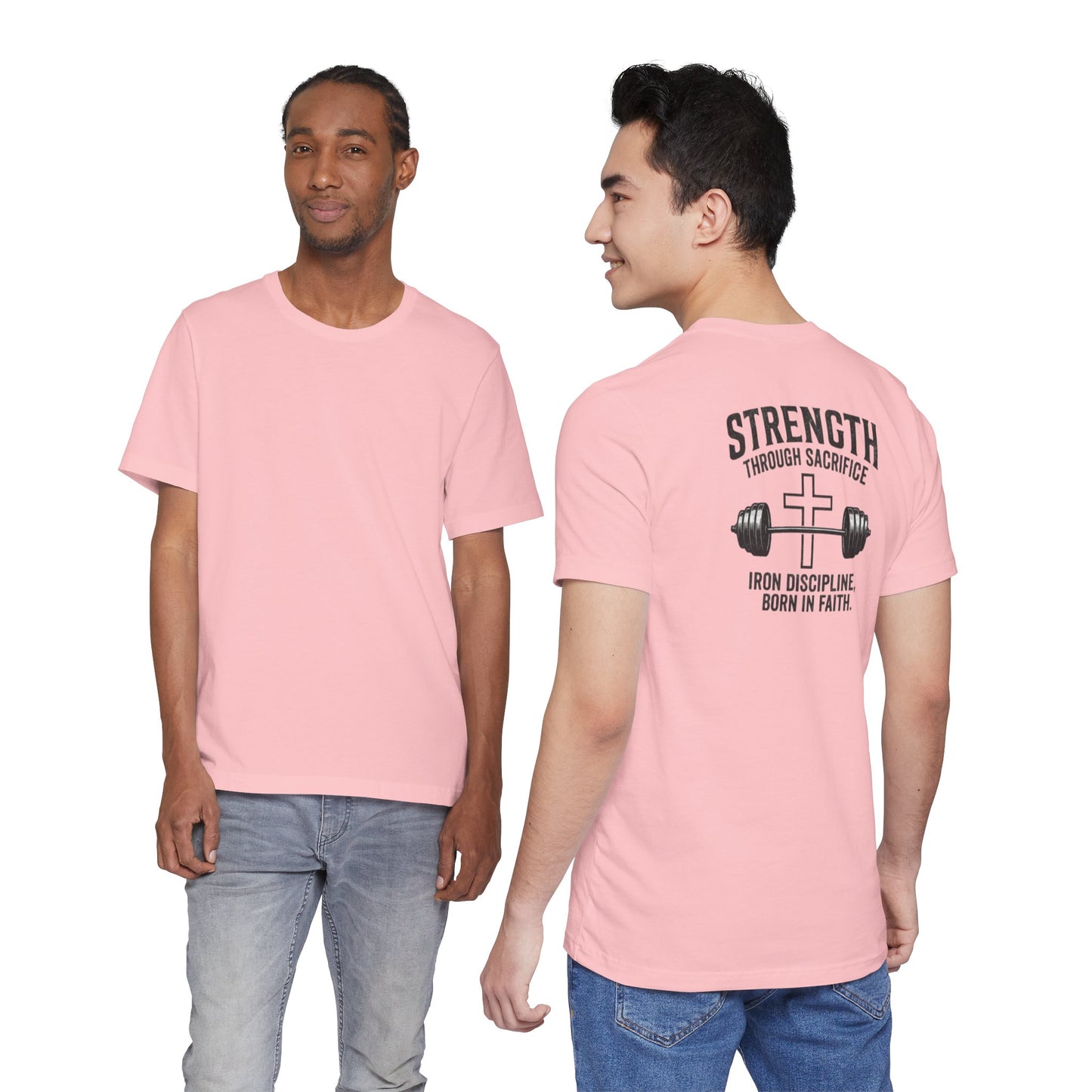 Strength Through Sacrifice Tee — Faith & Fitness Workout T‑Shirt