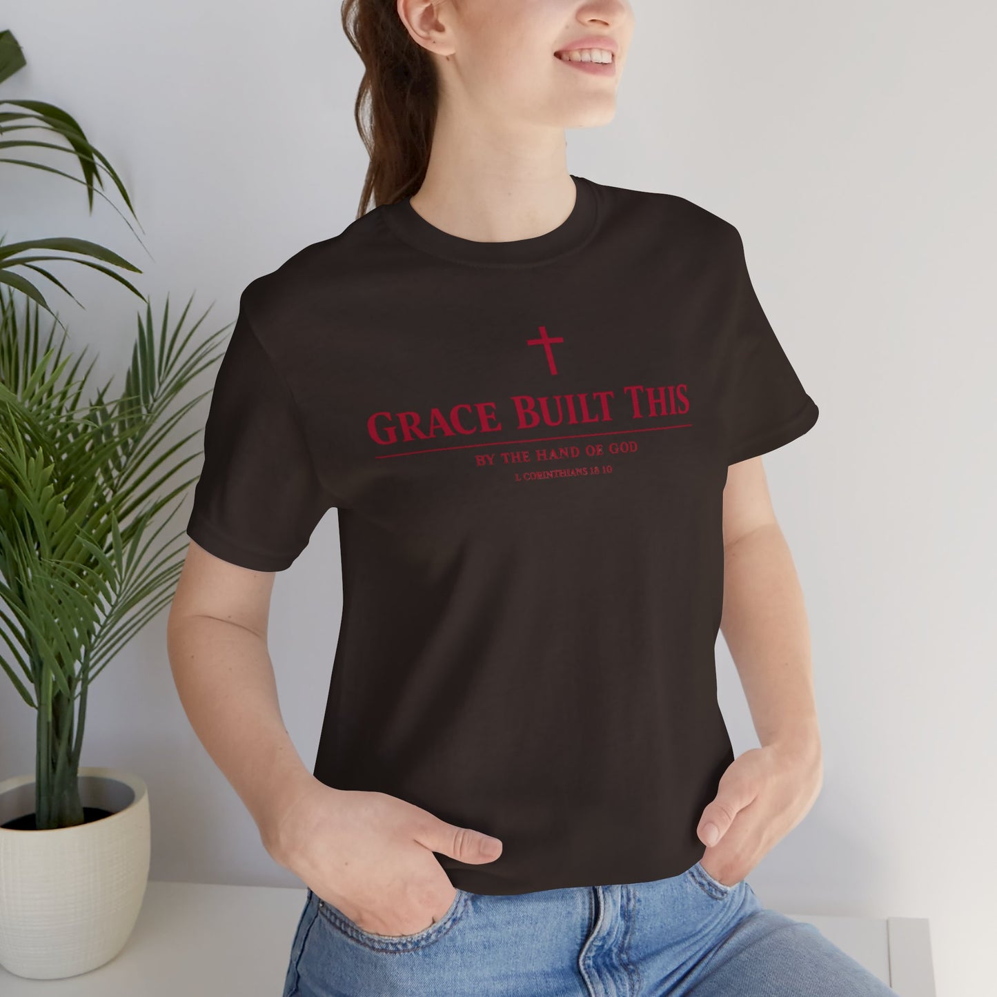 Grace Built This T-Shirt — Christian Faith Tee with Cross